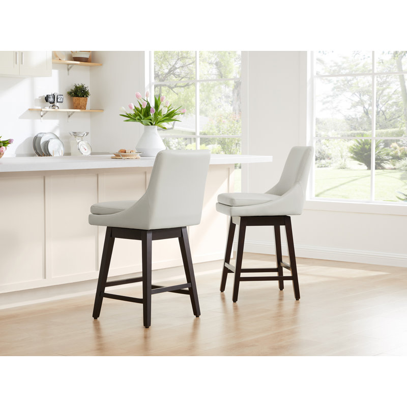 Tabouret de bar et de comptoir pivotant Aleksy, Blanc pur, Tabouret de comptoir (siège d'une hauteur de 26,5