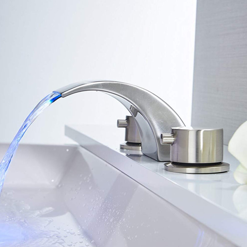 Widespread 2-handle Bathroom Faucet with Drain Assembly, Brushed Nickel