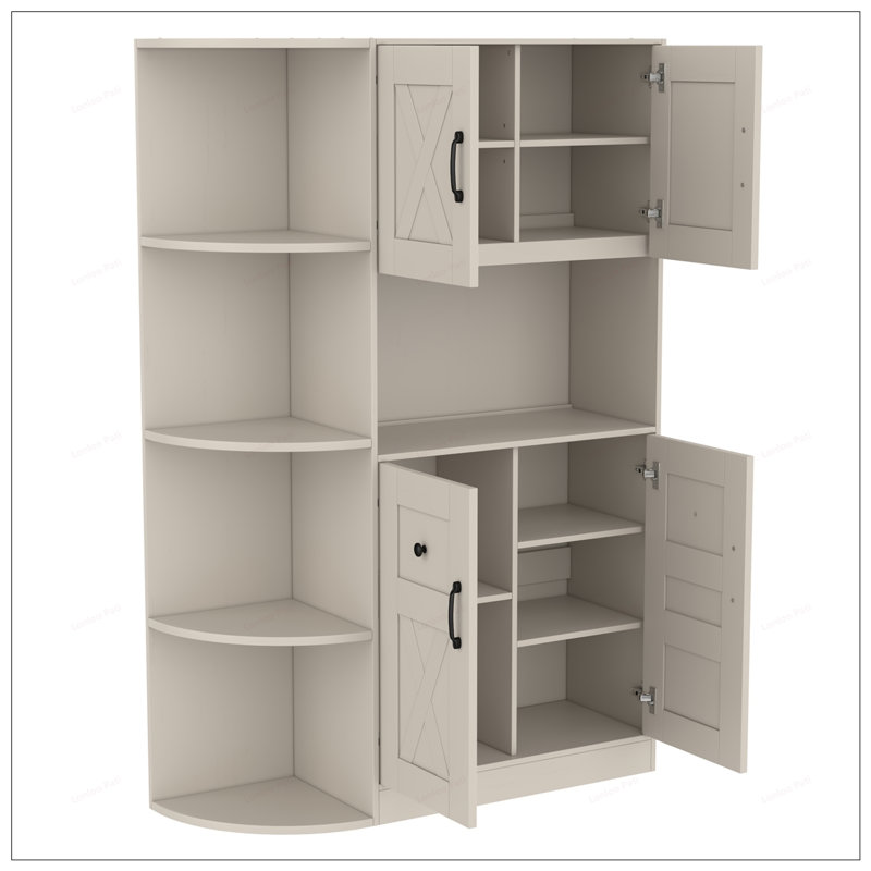 Multifunctional Left-Right Hall Cabinet with Storage and Hooks, Ideal for Living Room, Kitchen, and Hallway Organization