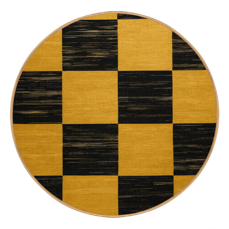 Machine Washable Botanical Brown Area Rug, Round 3'