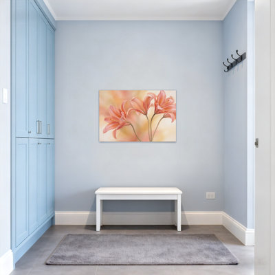 Plants & Flowers Pink Lilies Soft Background Floral Art Canvas Print