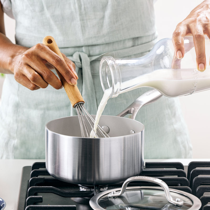 GreenPan Venice Pro Tri-Ply Stainless Steel Healthy Ceramic Nonstick 1.5 qt. Saucepan with Lid