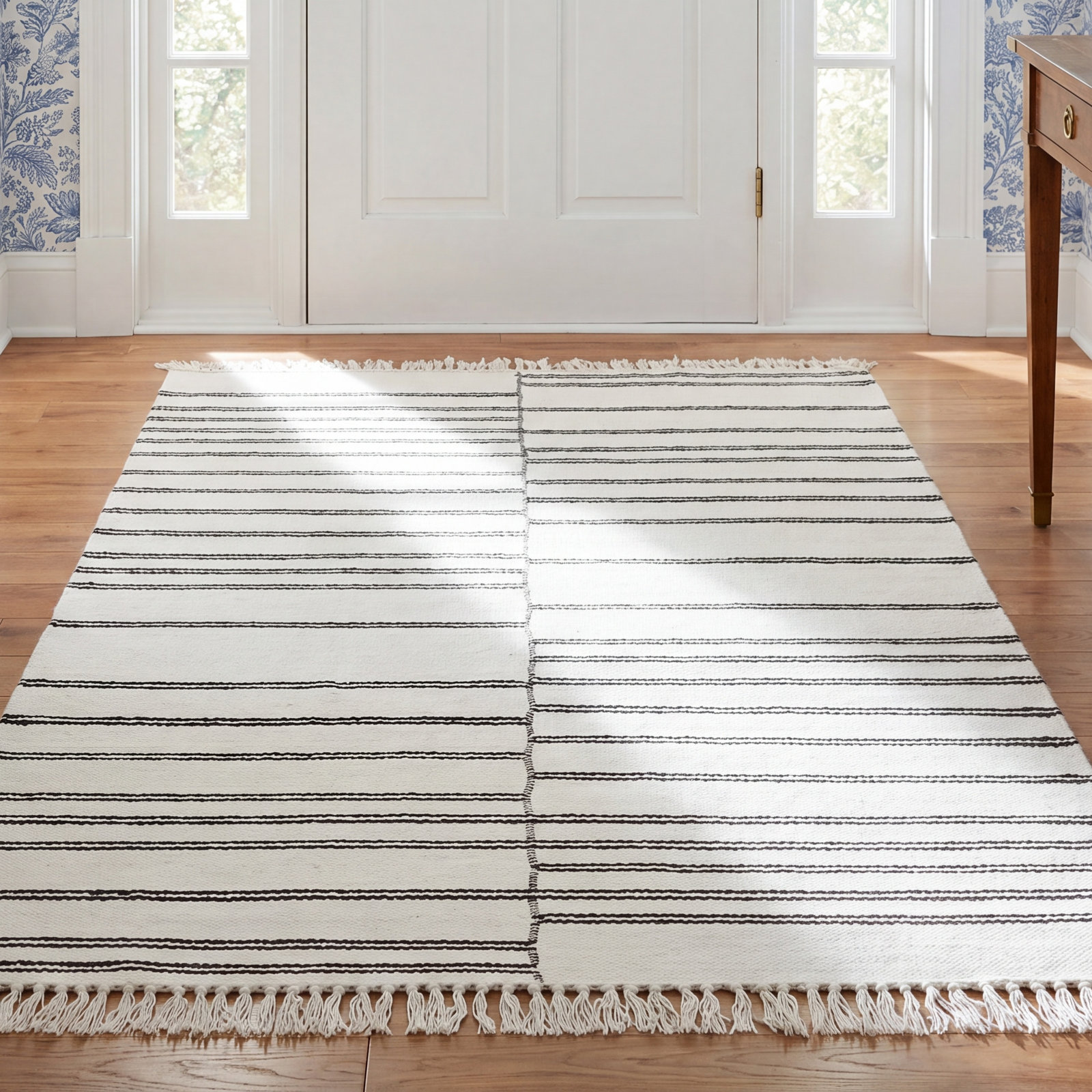 Favina Hand-Woven Striped Rug, Rectangle 5' x 7'6"