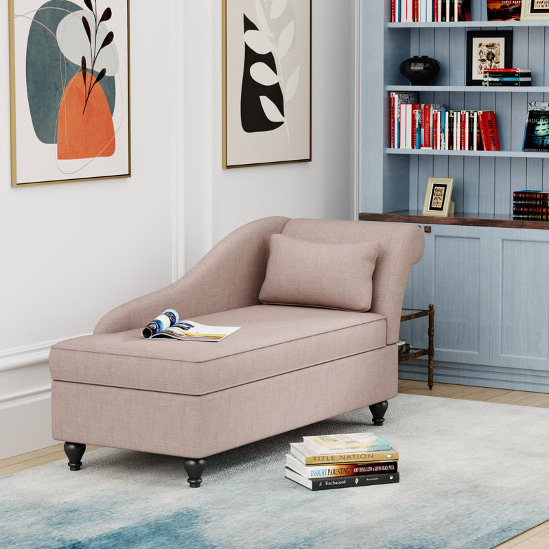 Minerva Upholstered Chaise Lounge, Brown Linen Blend