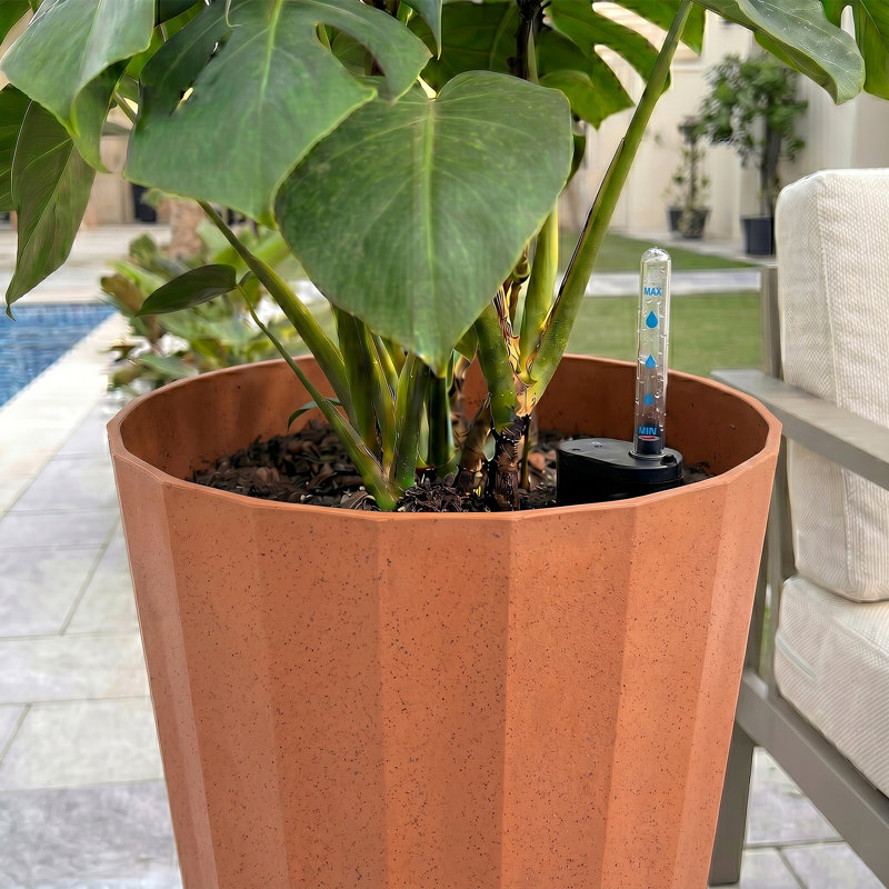 Pots de jardin décoratifs modernes pour l'intérieur et l'extérieur avec indicateur de niveau d'eau visible, Terracotta