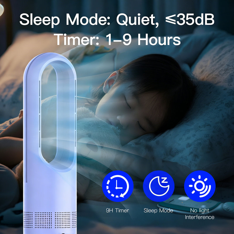 Freestanding Adjustable Bladeless Fan with Remote Control