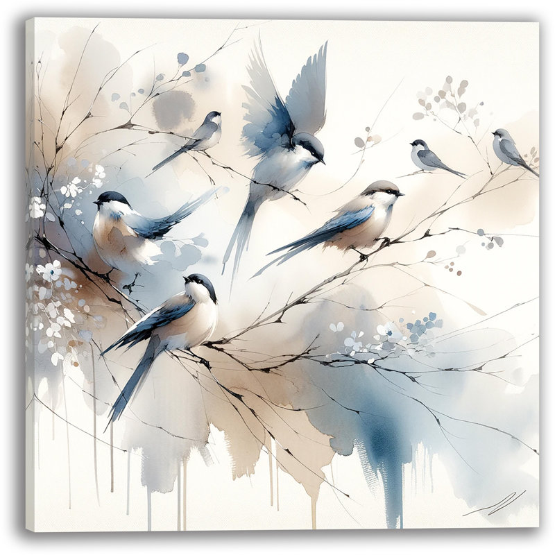 «Ethereal Flock» sur toile, H 20 po x l 20 po x P 1,5 po