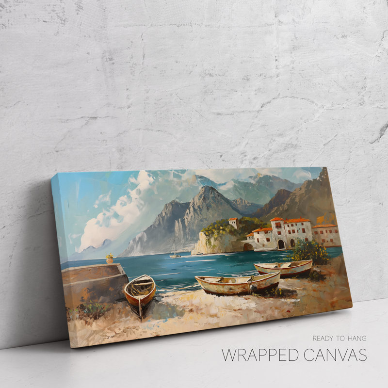 Paysage méditerranéen, toscan, art mural très grand, reproduction d'art, Toile tendue, H 28 po x l 56 po x P 1,5 po