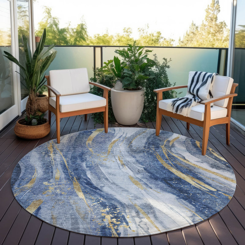 Tapis d'intérieur / extérieur bleu Braeon , 2 pi 6 po x 3 pi 10 po