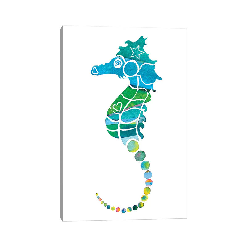 «Seahorse Green» par Jo Lynch - peinture sur toile tendue, H 18 po x l 12 po x 1,5 po