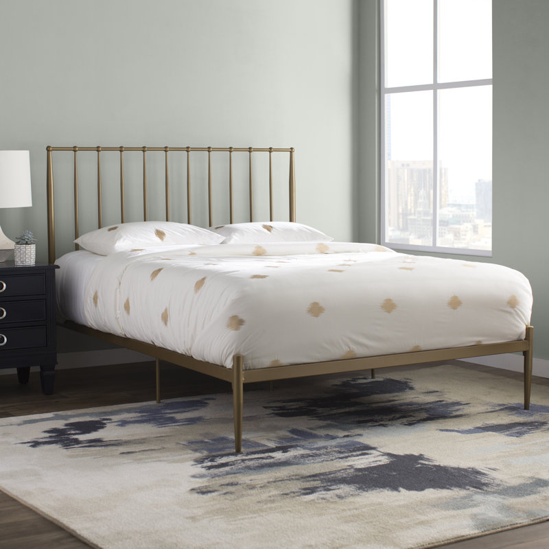 Nessa Metal Bed, Matt Gold, Double (4'6)