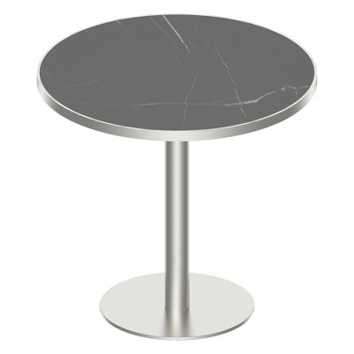 Table bistro ronde de 31,5 pouces avec plateau en faux marbre et plateau en métal robuste, facile à assembler, diamètre de la structure en métal robuste