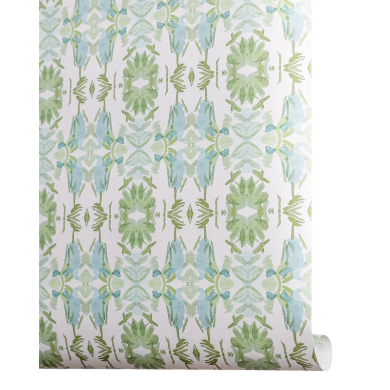 Wildflowers I Medium Repeat Wallpaper, Cellulose/Polyester, Blue/Sage Green