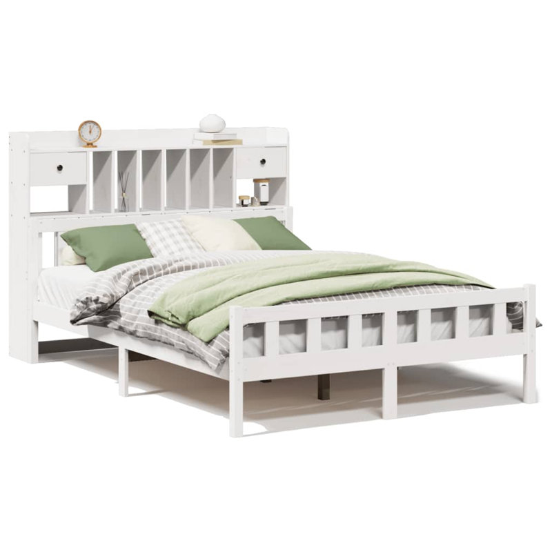 Abdala Solid Wood Bed, 150 x 200 cm, White