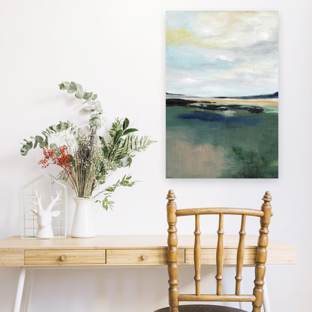 Serene Marsh Landscape Abstract Modern Peaceful Coastal Landscape Wall Art Print
