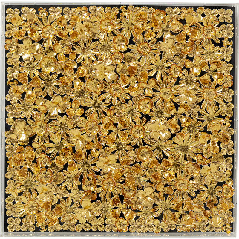 Object Picture Gold Flower, 80cm H x 80cm W x 5cm D, Gold