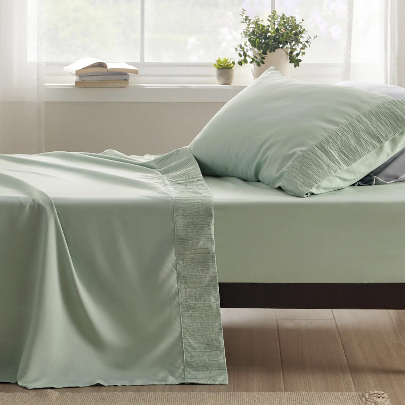 Ensemble de draps en microfibre de polyester pour literie Hotel Luxury, Ensemble de draps pour lit simple avec 1 taie d'or