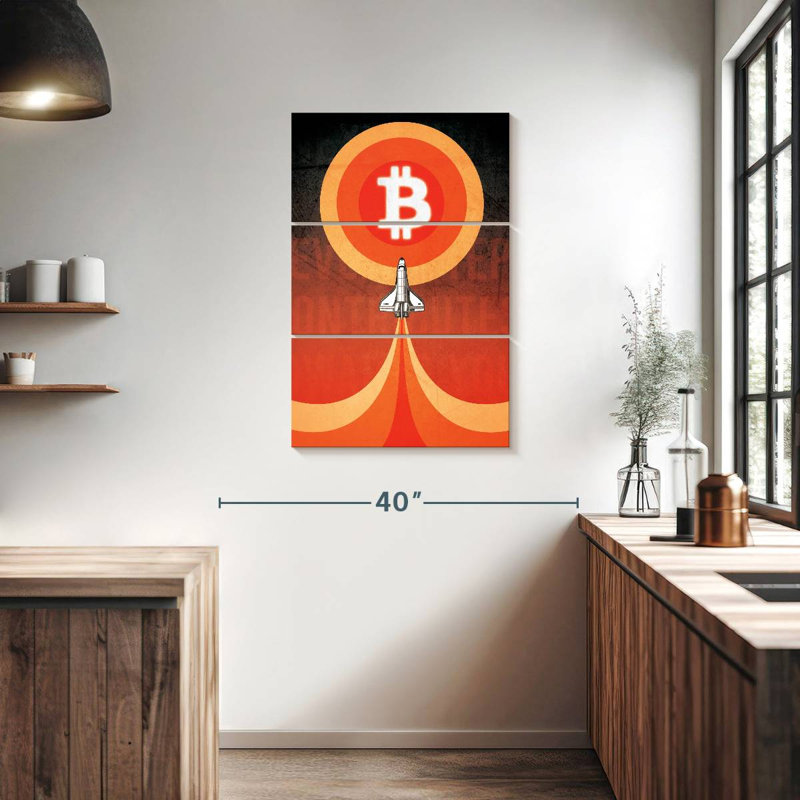 Oberle Bitcoin à la lune, H 38 po x l 24 po
