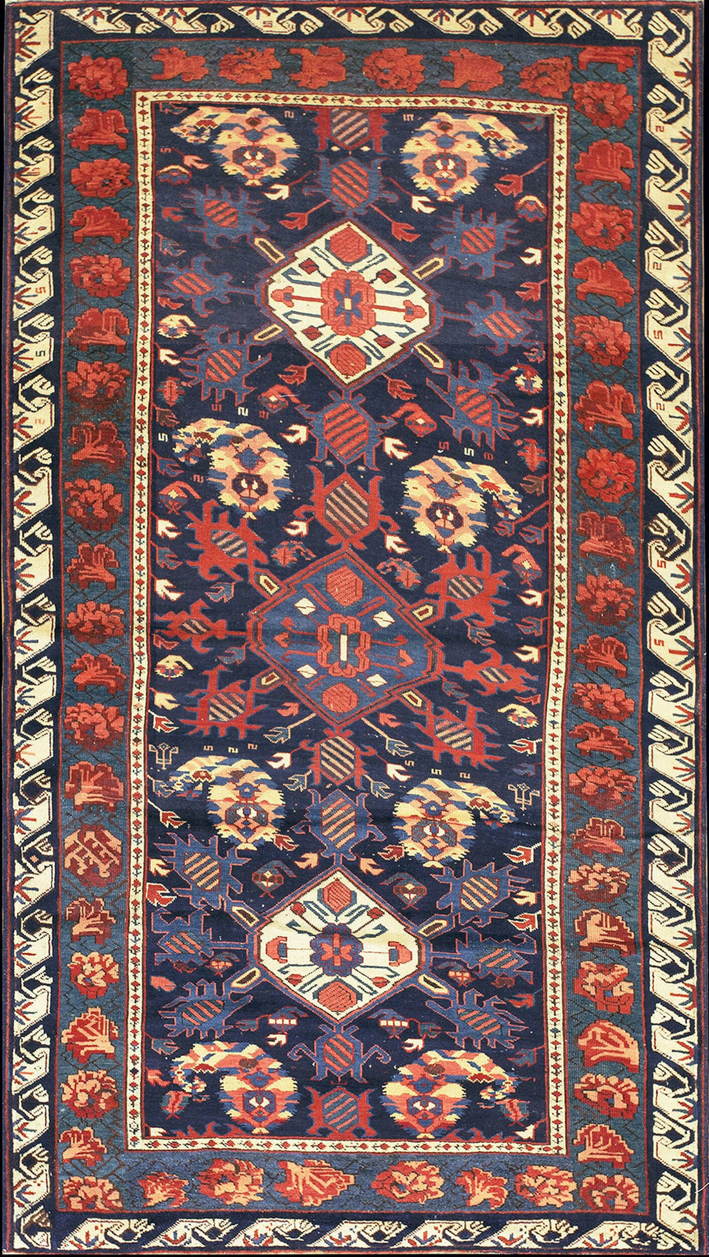 Medieval Rug Blue The New England Collection Classic Blue Color Tribal Design Antique ...
