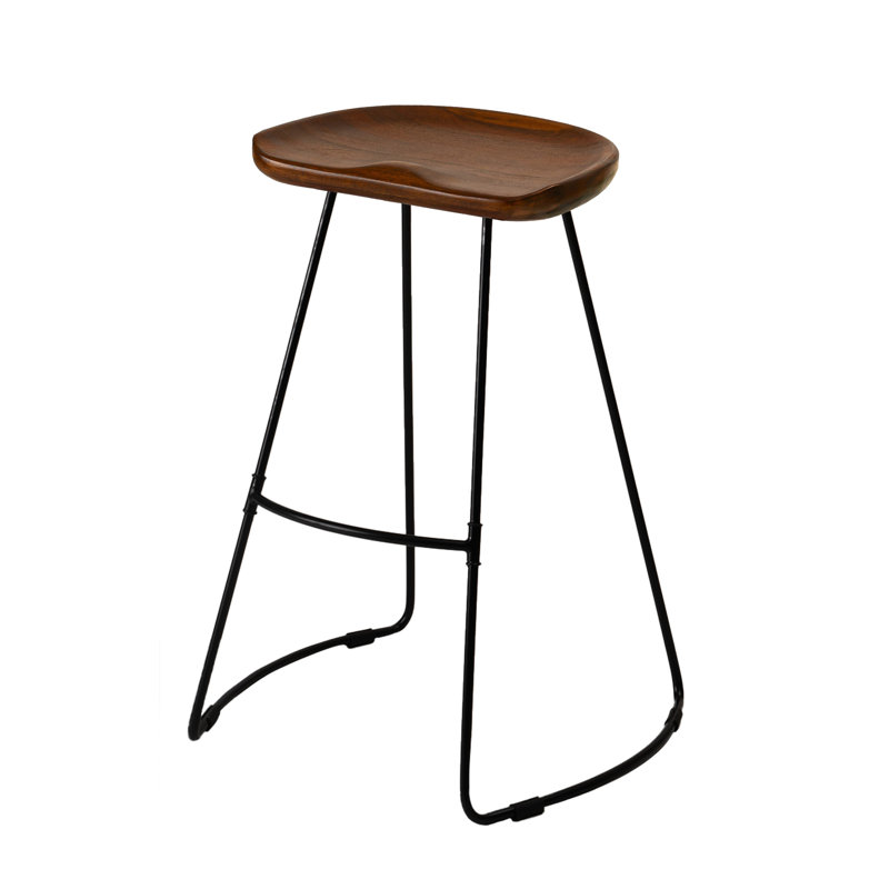 Tabouret de bar en bois massif Alberts, Noyer, Tabouret de bar (siège d'une hauteur de 29 po)
