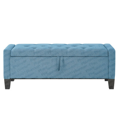 Ottoman With Storage, Storage Ottoman Bench With Safety Hinge 350 Lb Weight, Upholstered Entryway Bench With Seating For Bedroom, Living Room - Light Blue