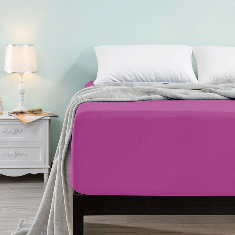 Microfiber Brushed Deep 40cm Fitted Bed Sheet, Purple, Double (4'6)