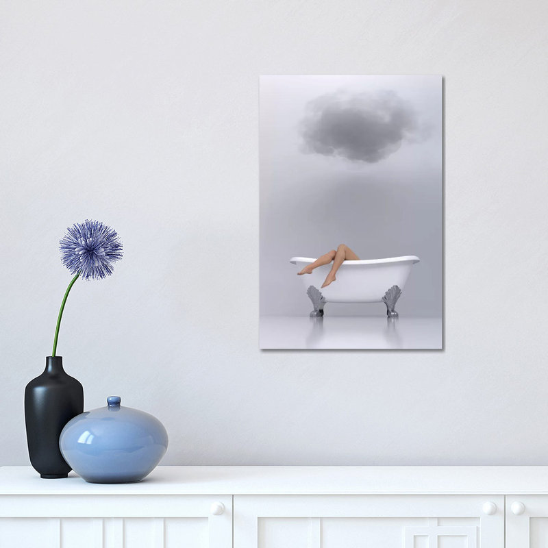 «Woman Relaxing in the Bath» par Mike Kyiv - reproduction de photo, Pas de tapis, Toile tendue, H 18 po x l 12 po x 1,5 po