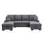 Canapé-lit modulaire U_style Upholstery avec rangement, coussins et tissu en lin gris