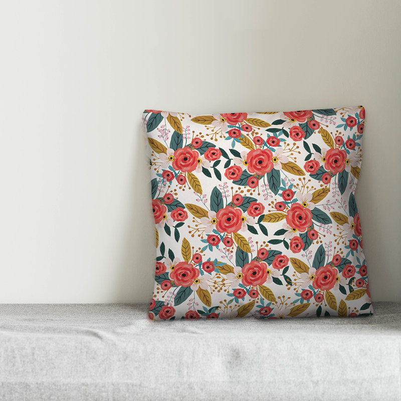 Blush Floral Throw Pillow