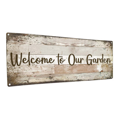 Enseigne métallique «Welcome to Our Garden» Yaeli