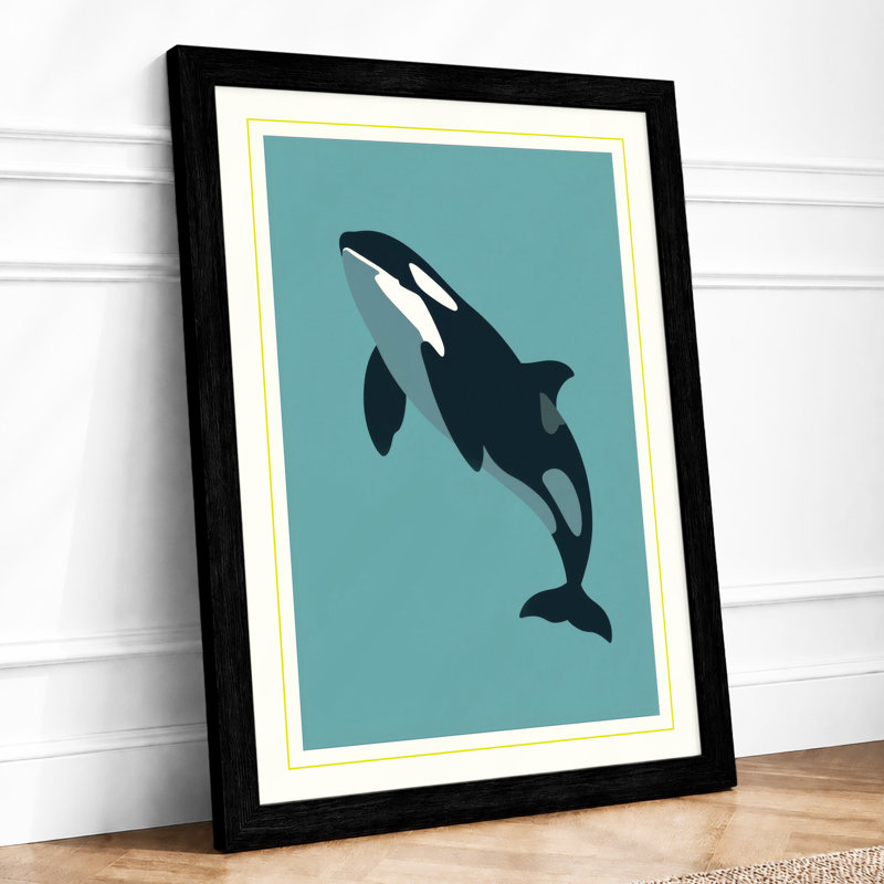 Leaping Orca Coastal - Framed Print, Black, A3 - 42.0 x 29.7 cm