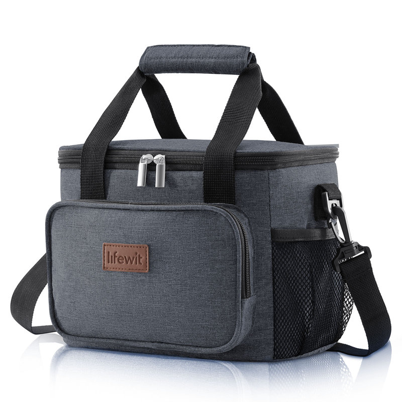 Grand sac fourre-tout isotherme avec sac de déjeuner, 12 canettes (8,5 l), Noir