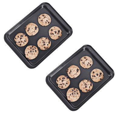 2 Small Baking Sheets 9.45 X 7.09 Inch (Inner 7.5X6) Mini Cookie Tray, Traditional Oven Pan Non-Stick Anti-Warping Magnetic Baking Pan
