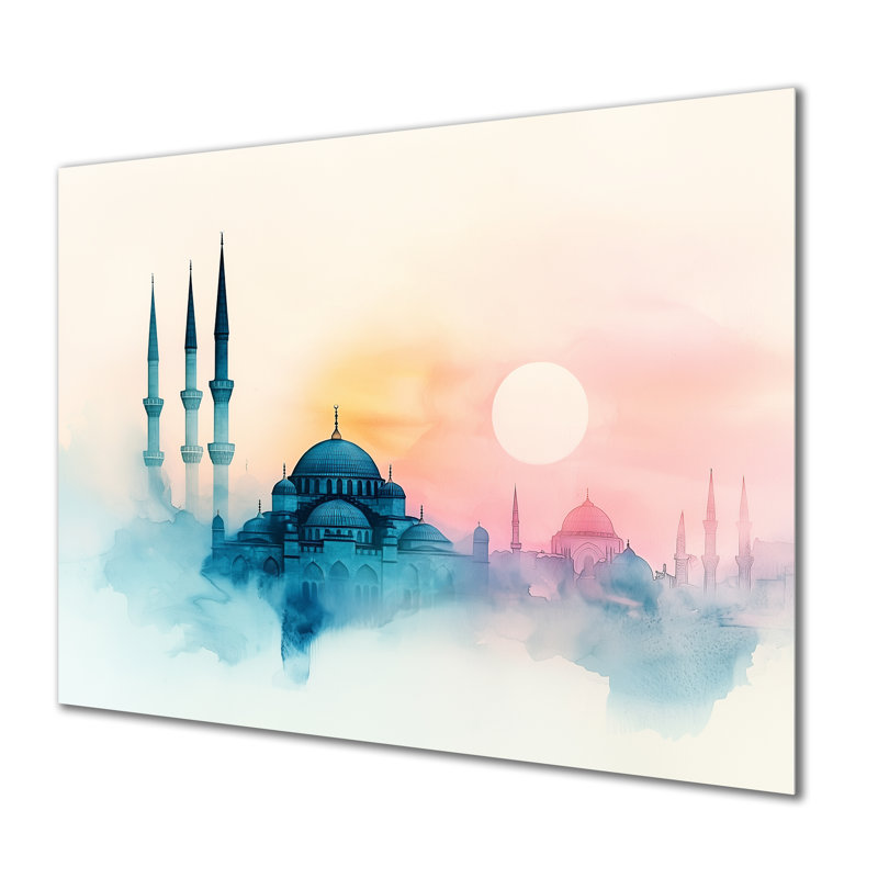 Mosquée à l'aube, Turquie, Turquie, art mural, H 34 po x l 44 po x P 0,84 po