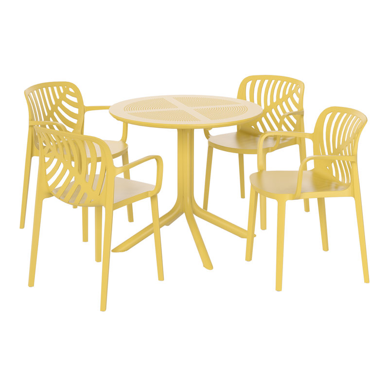 4-Person Outdoor Round Dining Set, Yellow