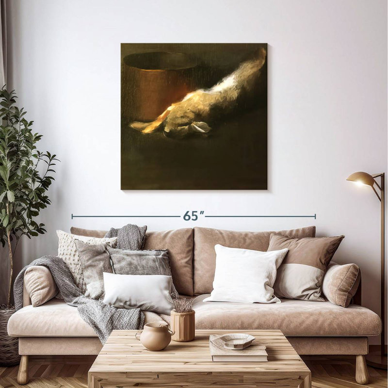 Lapin mort avec pot de cuivre, 39" H x 39" W