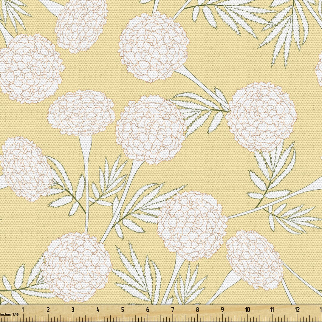 Gewebe als Meterware, Umreißen Nelke Blumen, Blumen, Beige Peach und Khaki