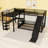 L-Shaped Metal Triple Bunk Bed With Slide, Desk And Storage-261318023