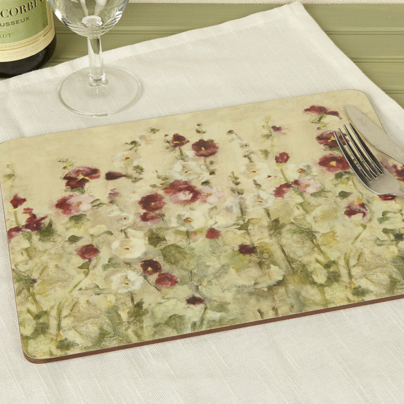 Wild Field Poppies Lacquered With Cork Backing Floral Rectangle Placemat