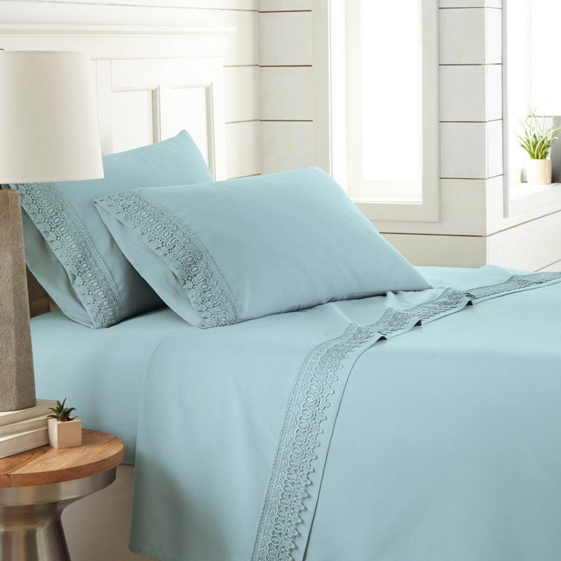 Ensemble de draps en microfibre Jaquil, Grand, Bleu ciel