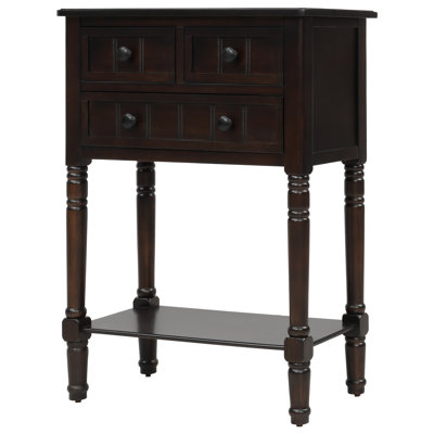 Narrow Console Table, Slim Sofa Table With Three Storage Drawers And Bottom Shelf For Living Room