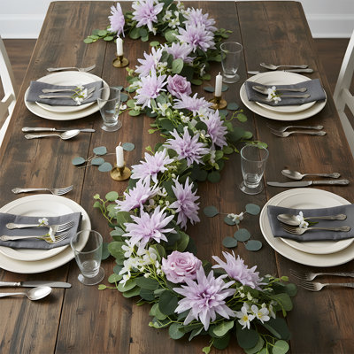 5.9Ft Artificial Dahlia Flower Wreath - Eucalyptus Wreath With Roses For Wedding Arches, Arch Centerpieces, And Backdrop Decorations
