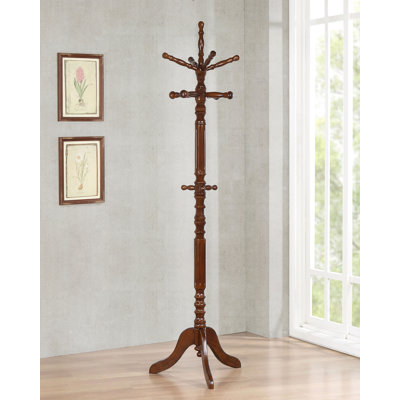 Marriott 11 Hook Freestanding Coat Rack Hat Hanger Tobacco