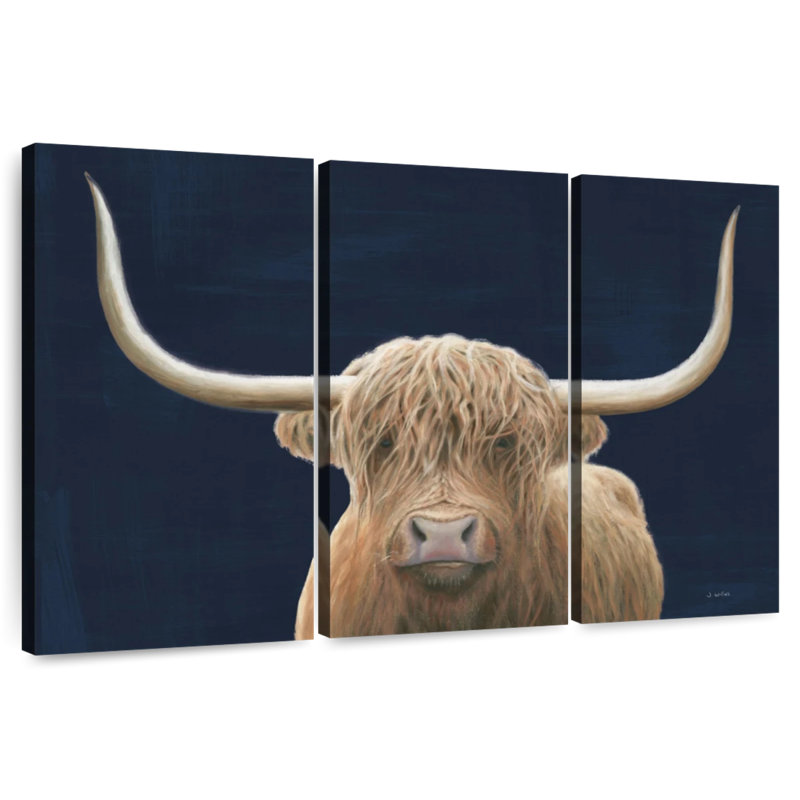 Brampt Highland Cow Navy, 48" H x 74" W