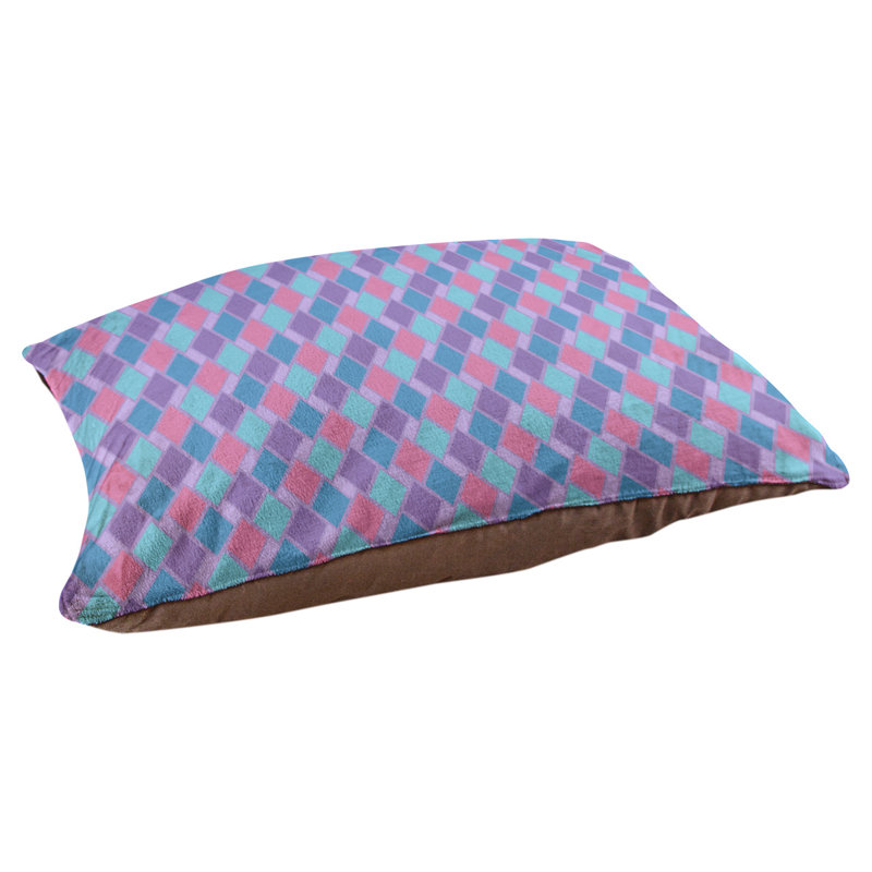 Coussin de diamants rétro Byrge, Grand (l 42,5 po x P 32,5 po x H 14 po), Rose / turquoise