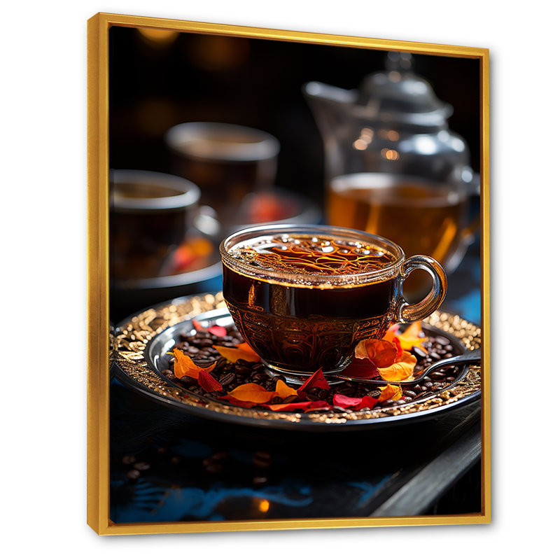 " Aroma Cuban Coffee Harmony III ", Gold Floater Framed, 32" H x 16" W x 1" D