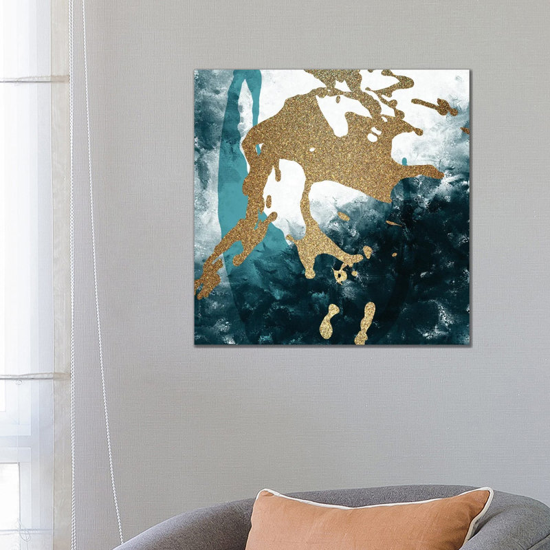 Teal Gold Splash II by Kimberly Allen - Wrapped Canvas Painting