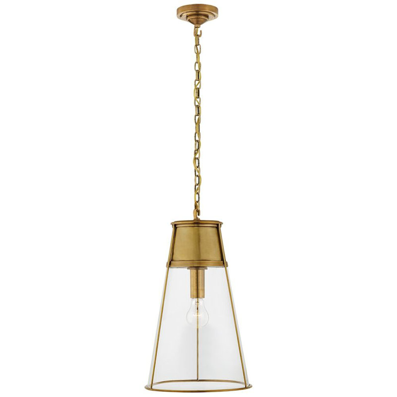 Thomas O'Brien Robinson Small Pendant, Clear, 19.5" H x 11.75" W x 11.75" D, Brass