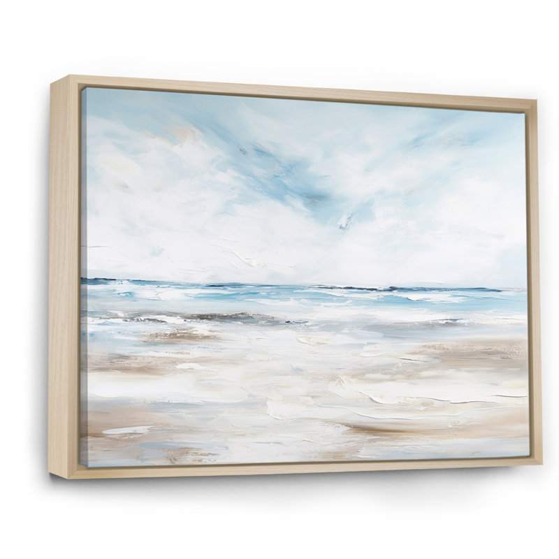 Pomerleau - art mural océan côtier, H 34 po x l 44 po x P 1,5 po, Cadre naturel flottant