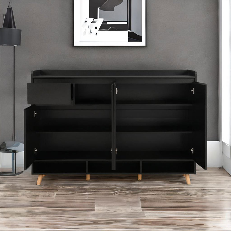 19 Pair Shoe Storage Cabinet, Black